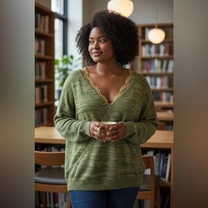 Green Long Sleeve Blouse2XL #491